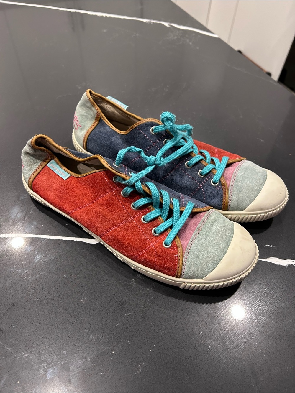 PATAUGAS Colorful Patchwork Suede Canvas Sneakers Converse Red Blue Statement